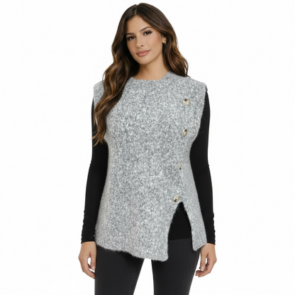 Pull sans manches boutons