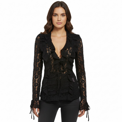 Top en dentelle à volants