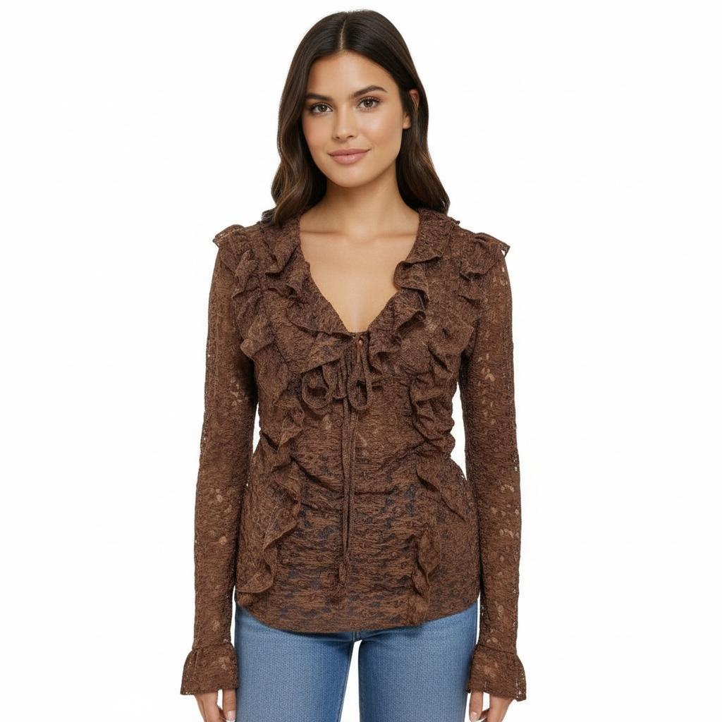 Top en dentelle à volants