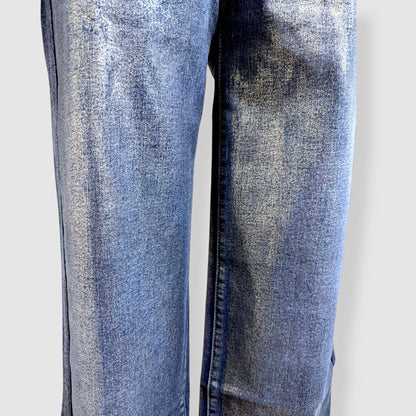 Jean bleu effet métallisé
