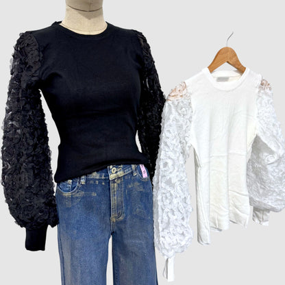 Pull manches motif floral