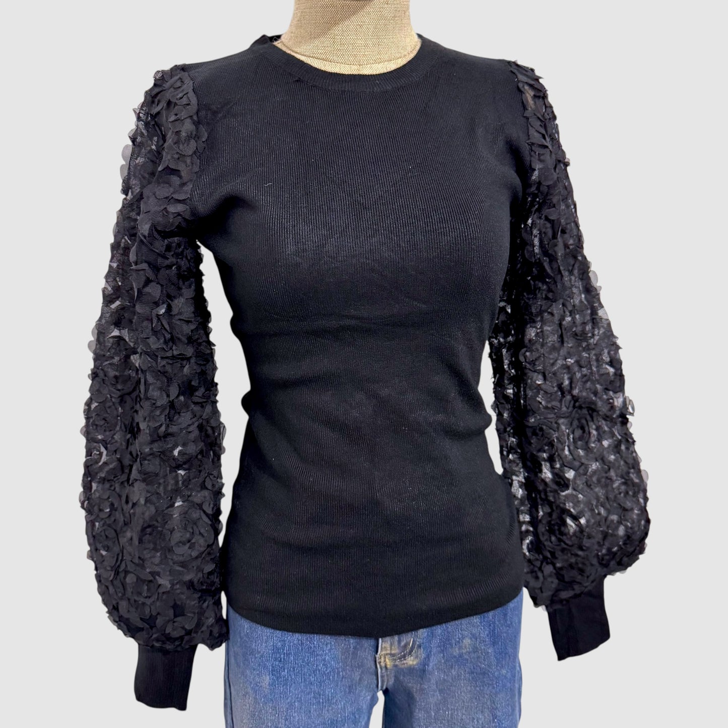 Pull manches motif floral