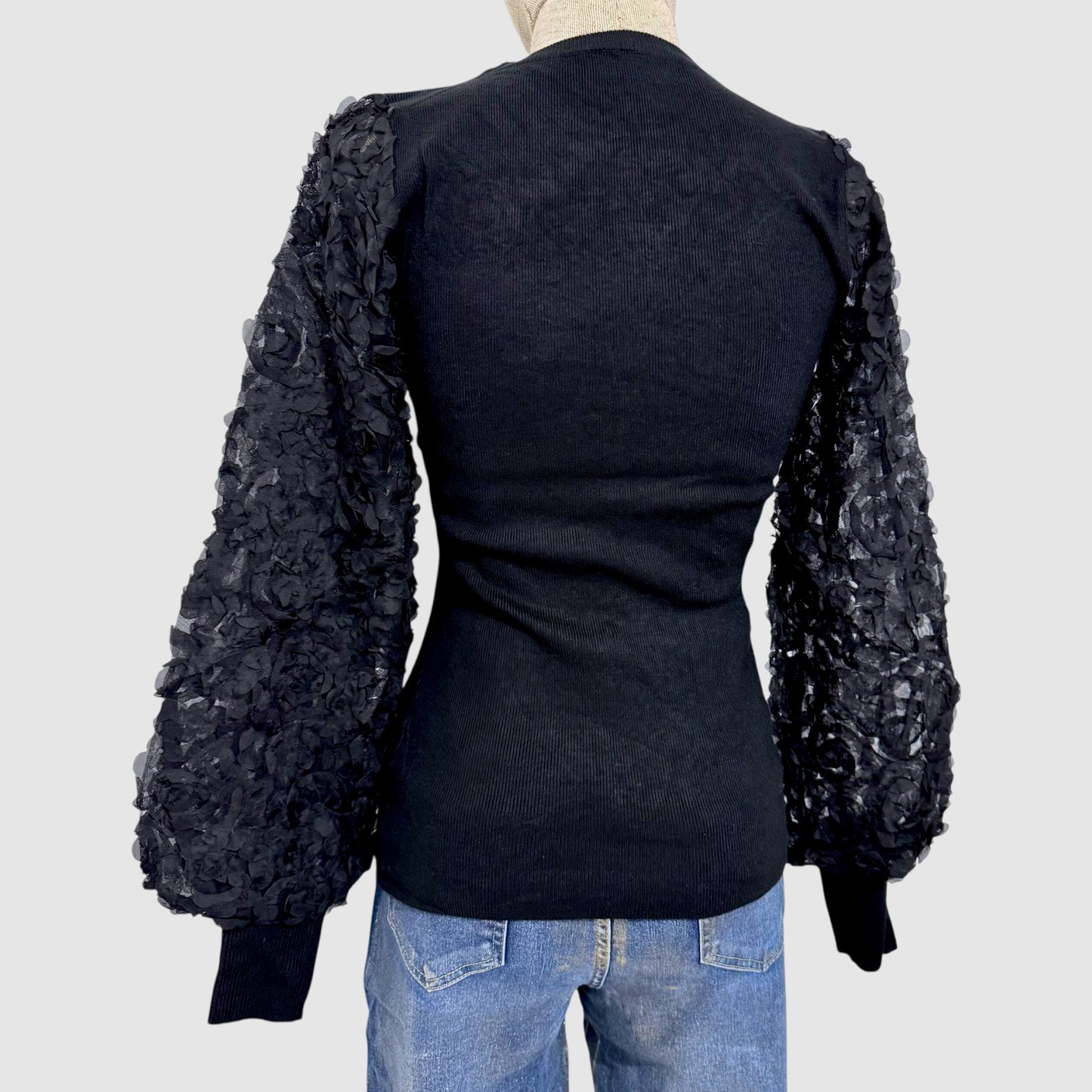 Pull manches motif floral