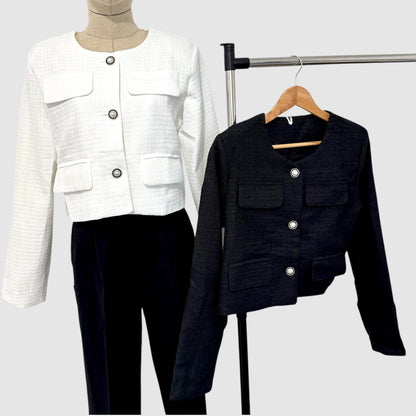 Veste courte style tweed – chic intemporel