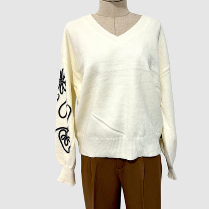 Pull manches brodé
