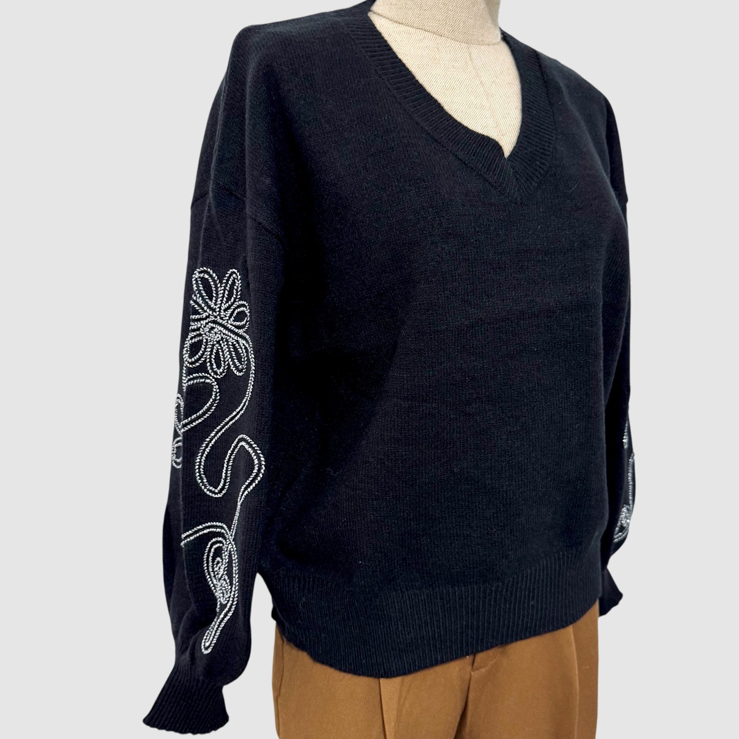 Pull manches brodé