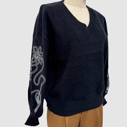 Pull manches brodé