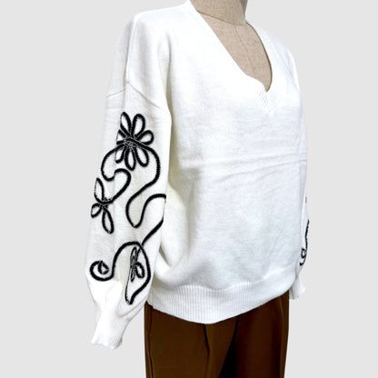 Pull manches brodé