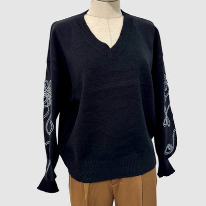 Pull manches brodé