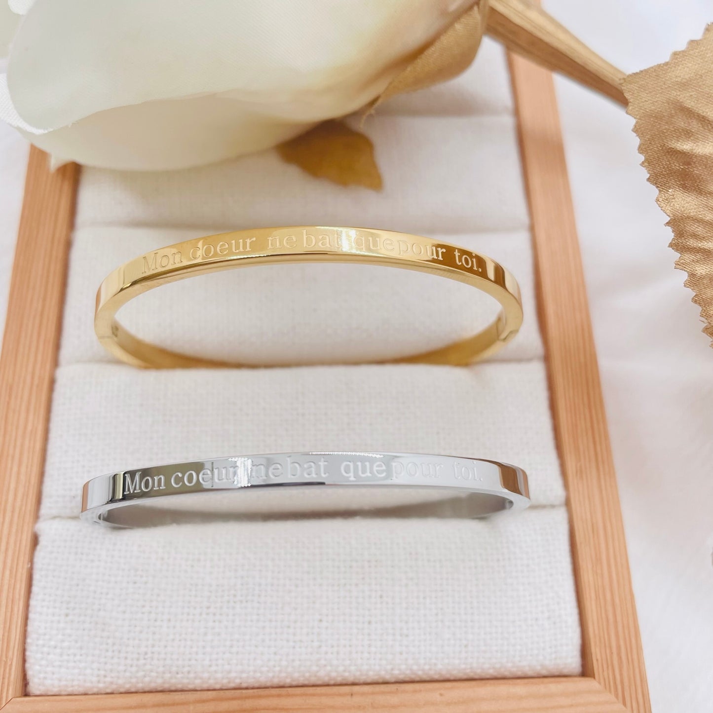 Bracelet message "MON COEUR BAT POUR TOI"
