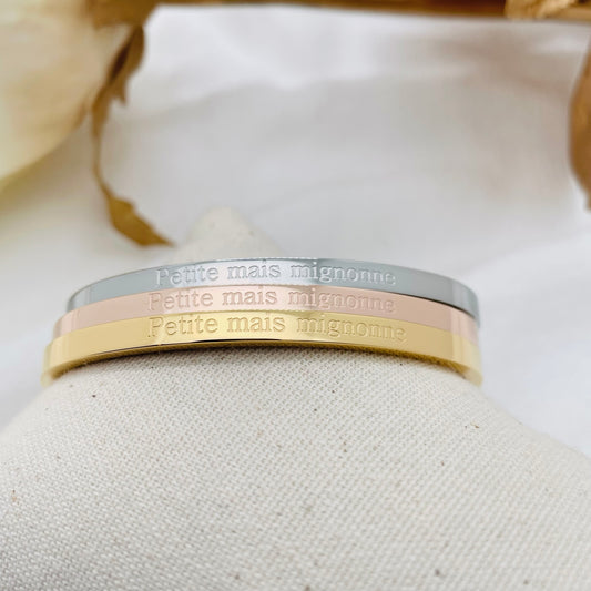 Bracelet message "PETITE MAIS MIGNONNE"