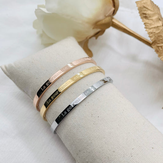 Bracelet message "LA GOURMANDISE EST UN JOLI DEFAUT"