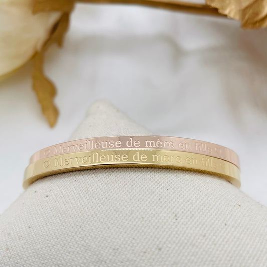 Bracelet message "♡MERVEILLEUSE DE MÈRE EN FILLE♡"