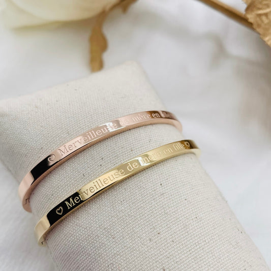 Bracelet message "♡MERVEILLEUSE DE MÈRE EN FILLE♡"