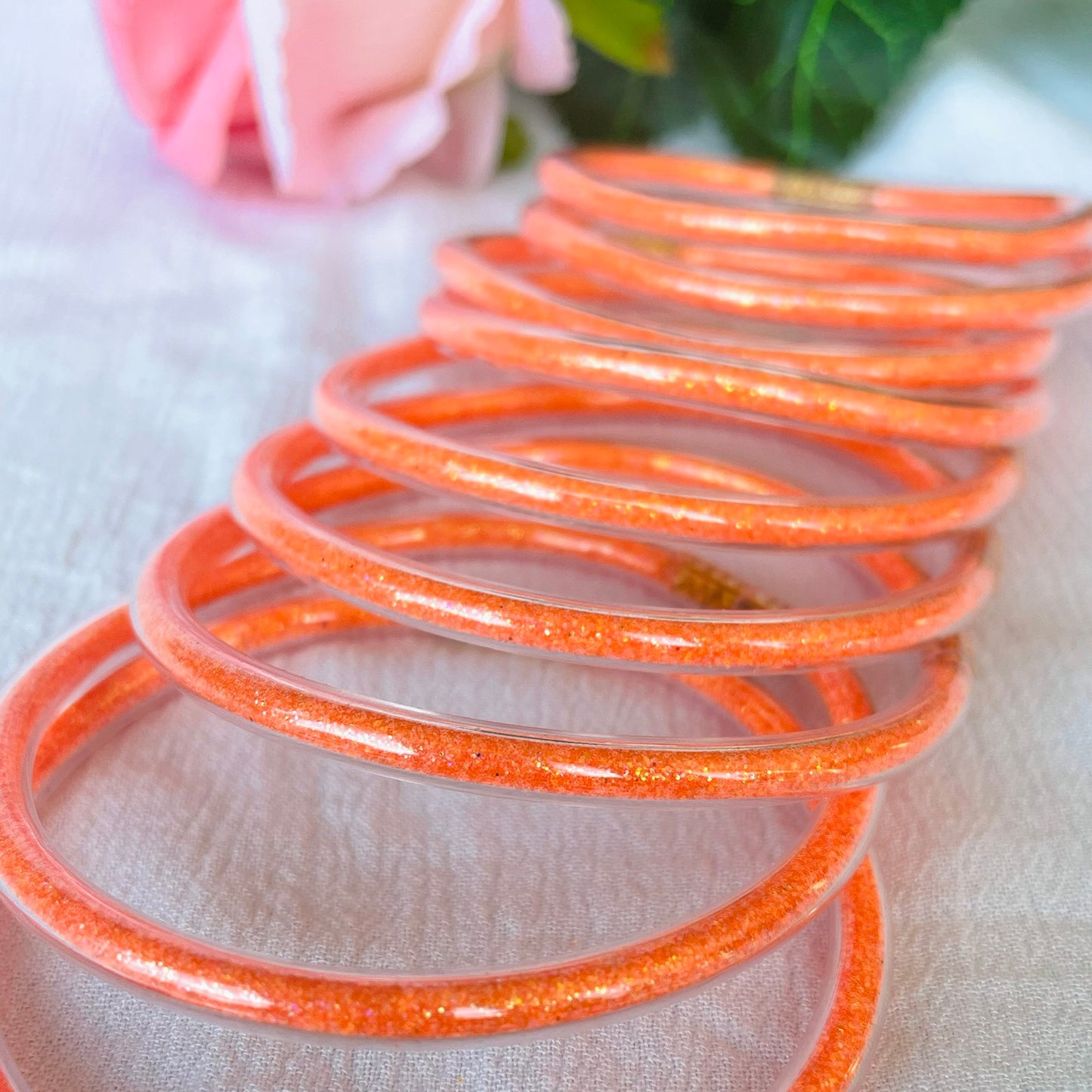 Jonc Bouddhiste Paillettes orange