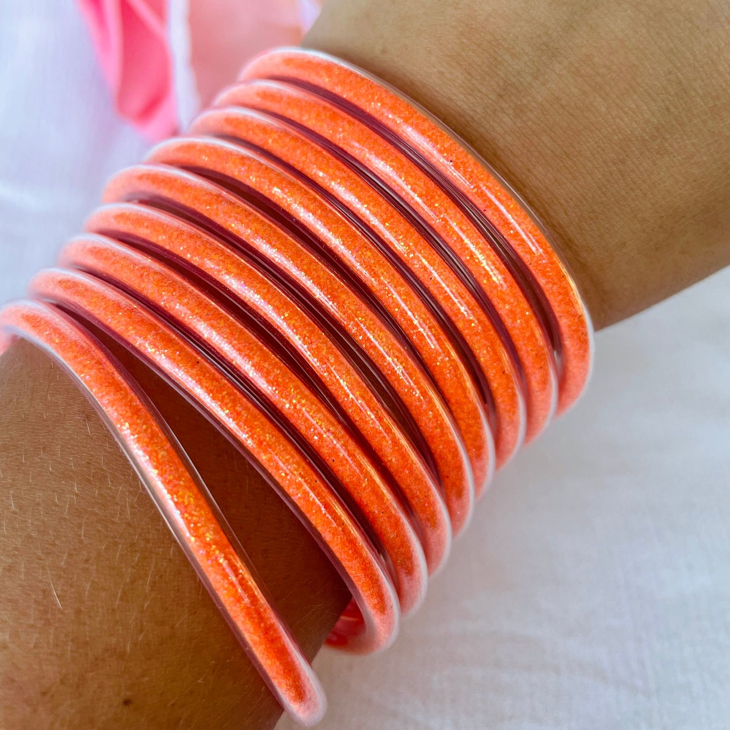 Jonc Bouddhiste Paillettes orange