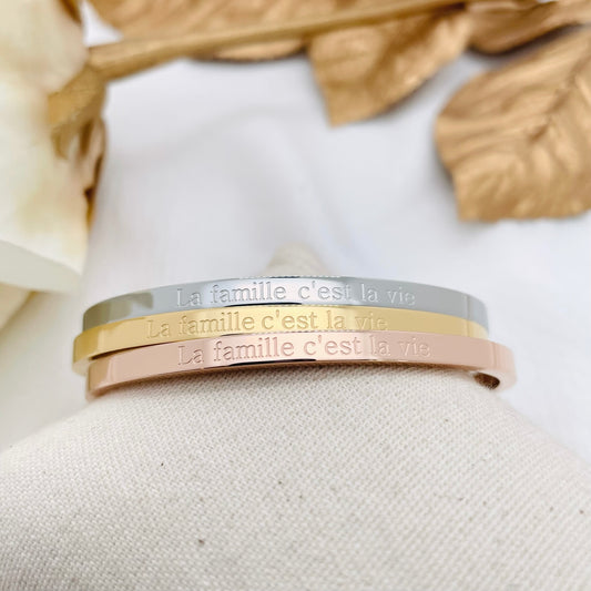 Bracelet message "LA FAMILLE C'EST LA VIE"
