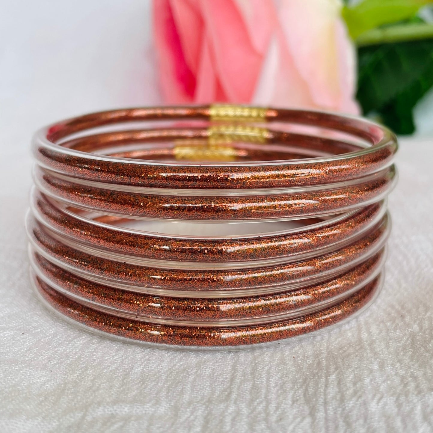 Jonc Bouddhiste Paillettes choco