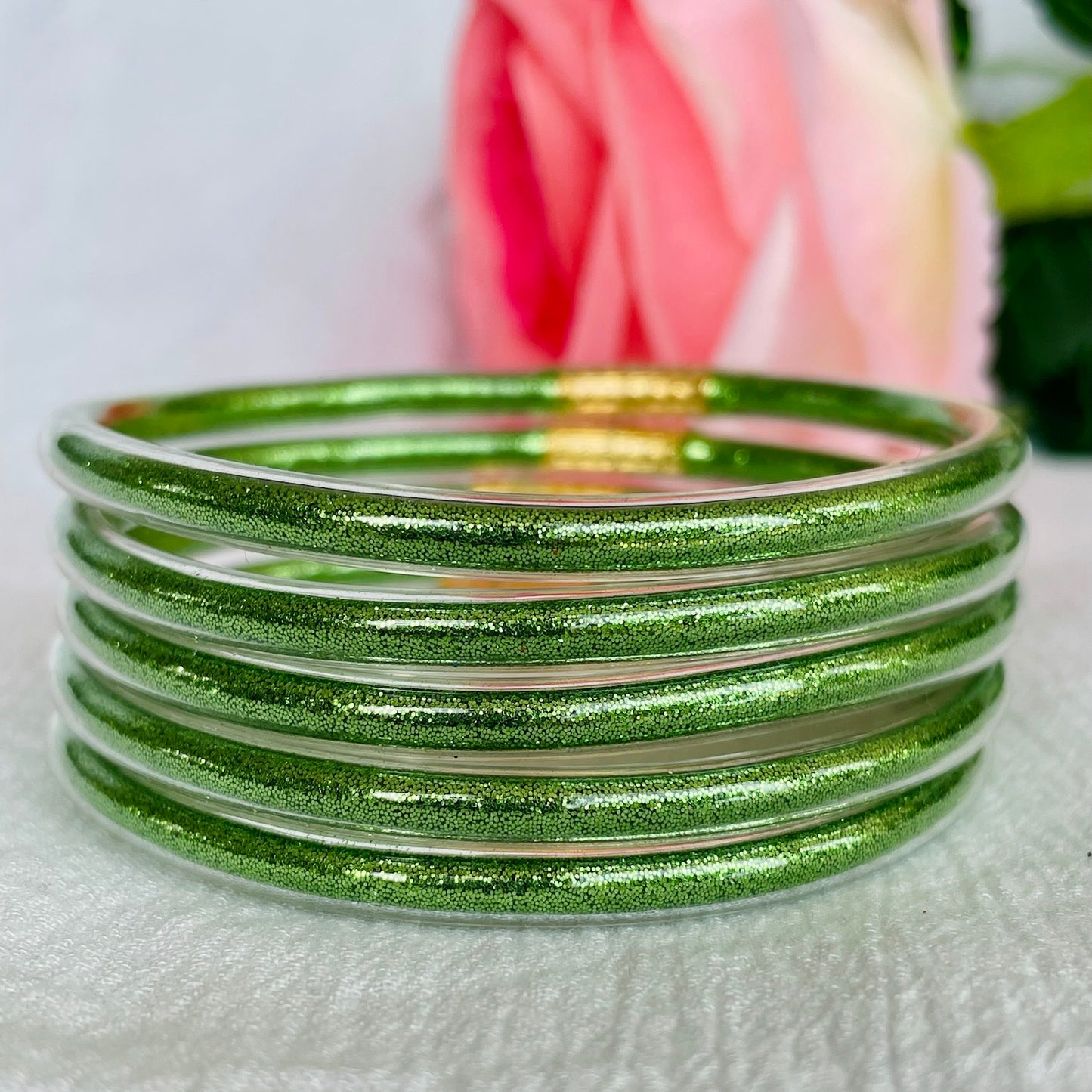 Jonc Bouddhiste Paillettes vert clair