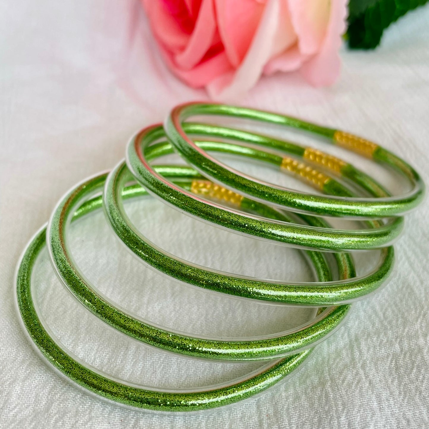 Jonc Bouddhiste Paillettes vert clair