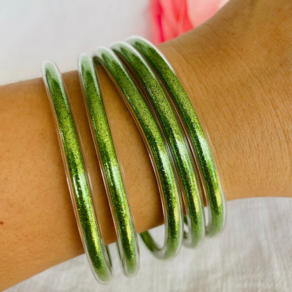 Jonc Bouddhiste Paillettes vert clair
