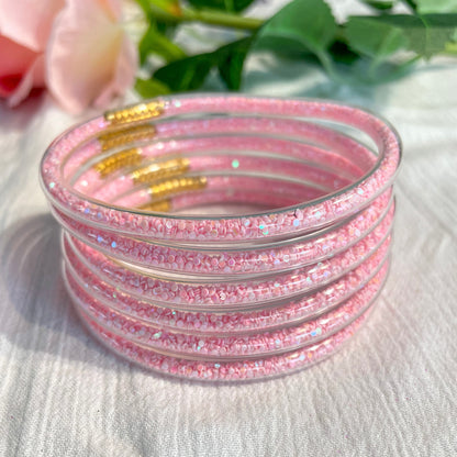 Jonc Bouddhiste Confettis rose clair enfant