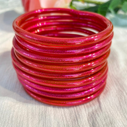 Jonc Bouddhiste framboise pailleté