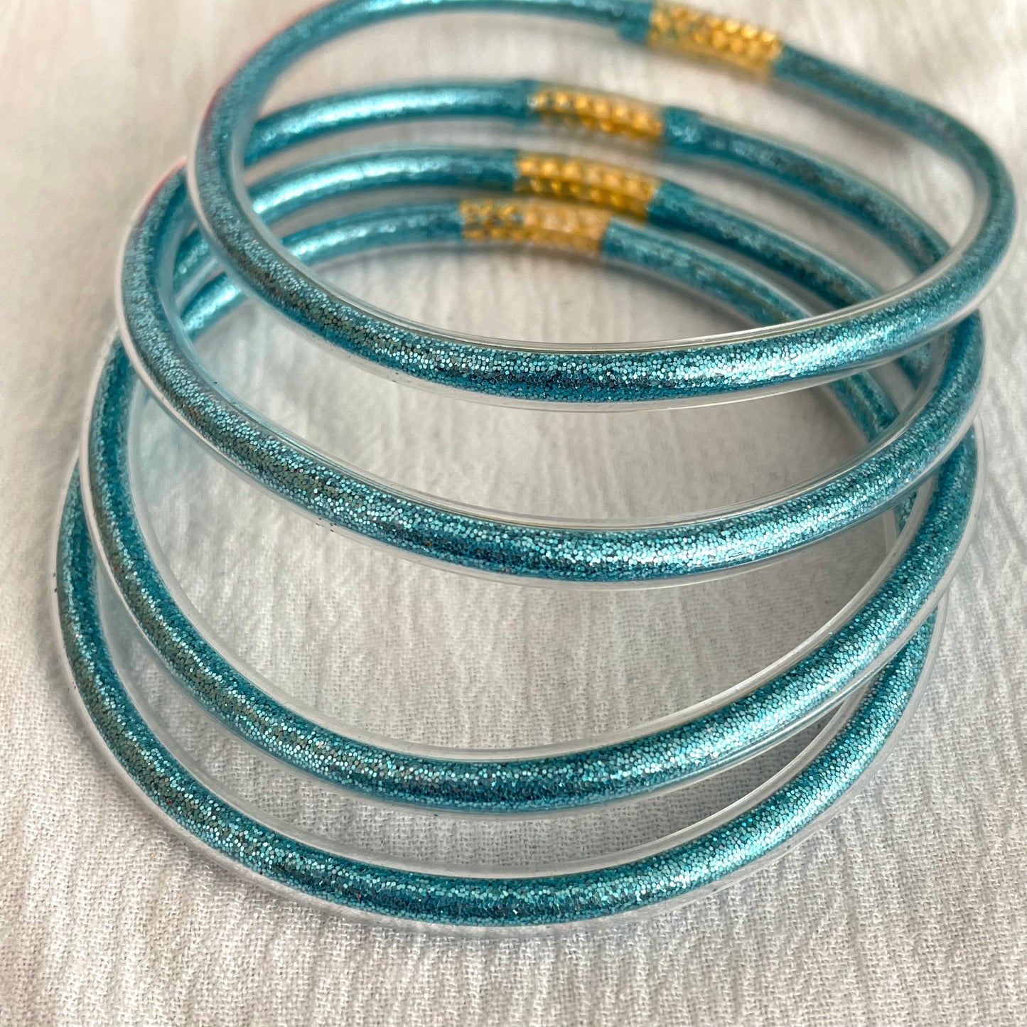Jonc Bouddhiste Paillettes bleu denim