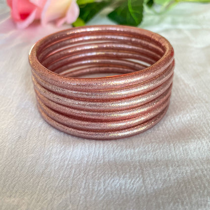 Jonc Bouddhiste rose gold pailleté